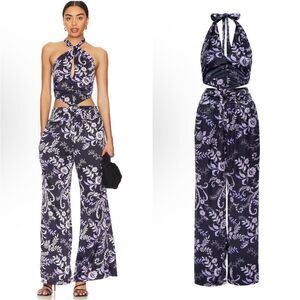 MISA Los Angeles Laya Jumpsuit in Indigo Vines NWT XL $ 365.00
